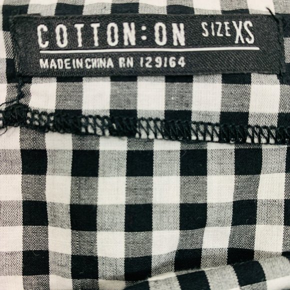 🟣 COTTON-ON Womens Size Extra Small Black White Gingham Off The Shoulder Blouse - Picture 4 of 5